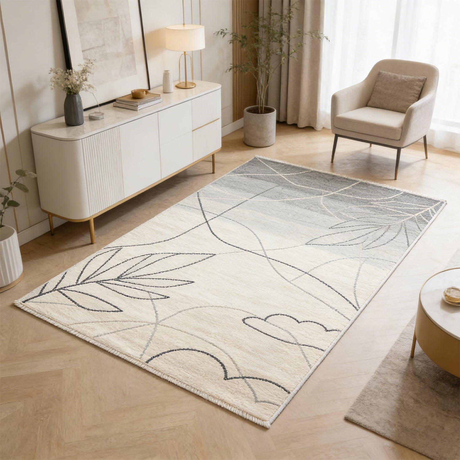 Gray Gradient Line Area Rug