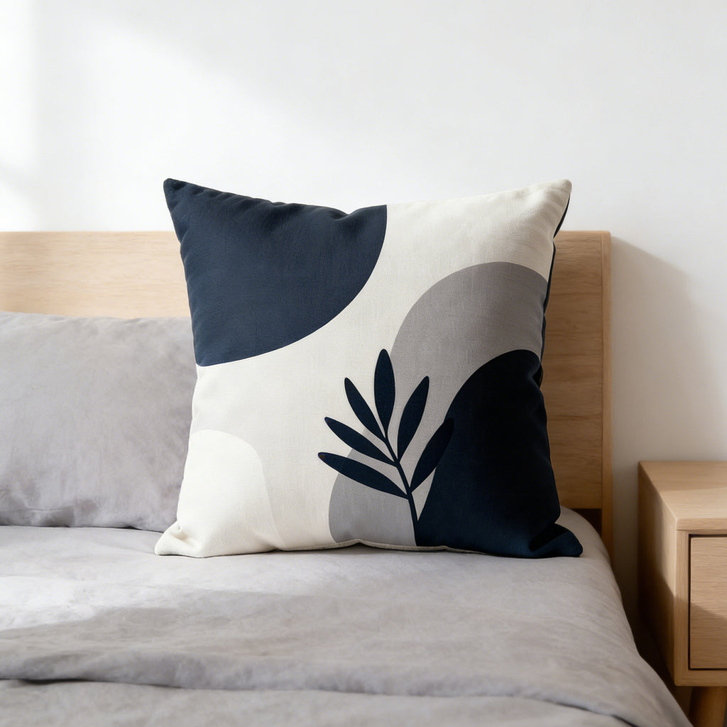 Blue Geo Leaf Pillow