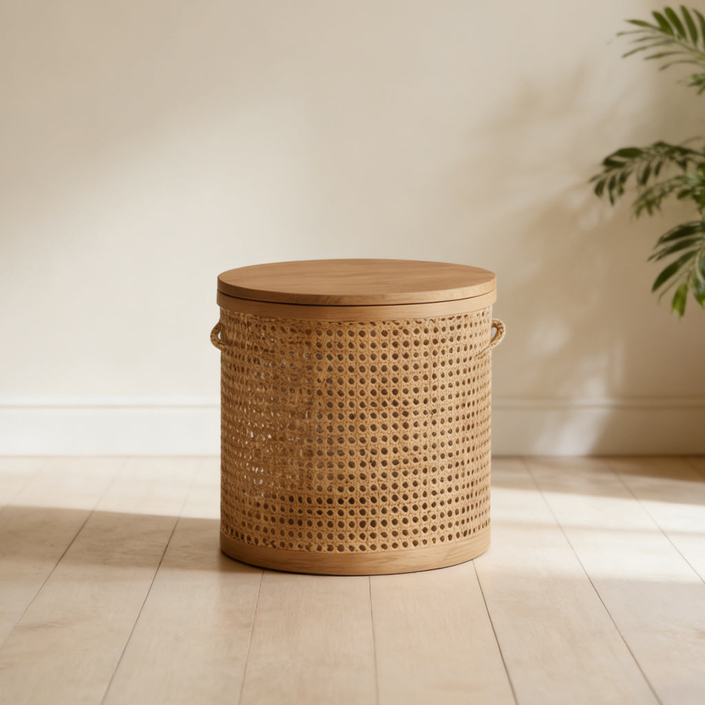 Rattan Round Storage Bin