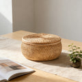 Rattan Lidded Storage Basket