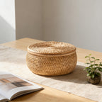 Rattan Lidded Storage Basket