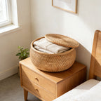 Rattan Lidded Storage Basket