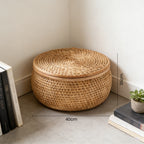 Rattan Lidded Storage Basket
