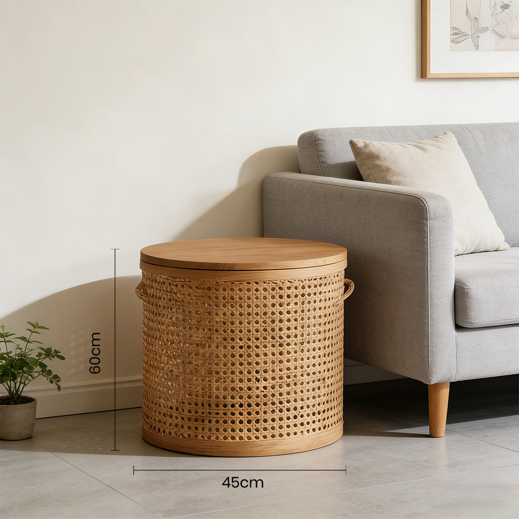 Rattan Round Storage Bin