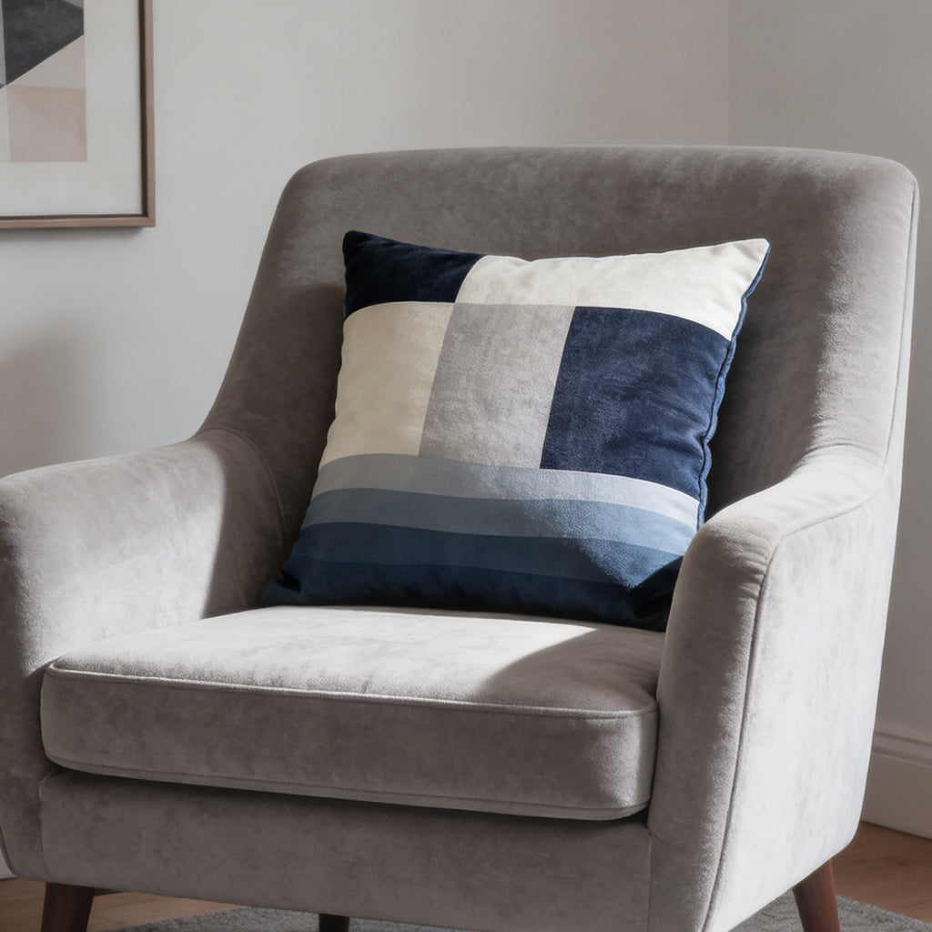 Blue Block Patchwork Pillow