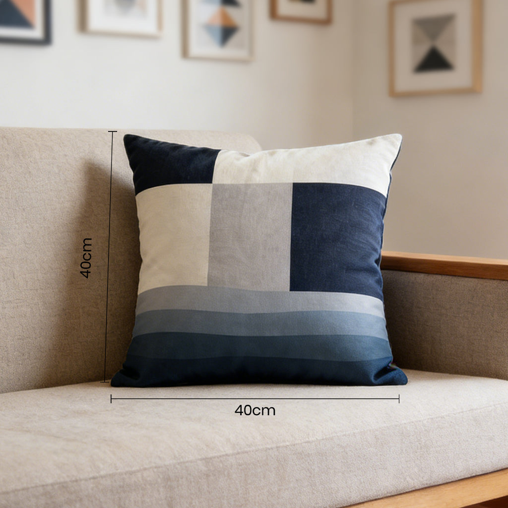 Blue Block Patchwork Pillow