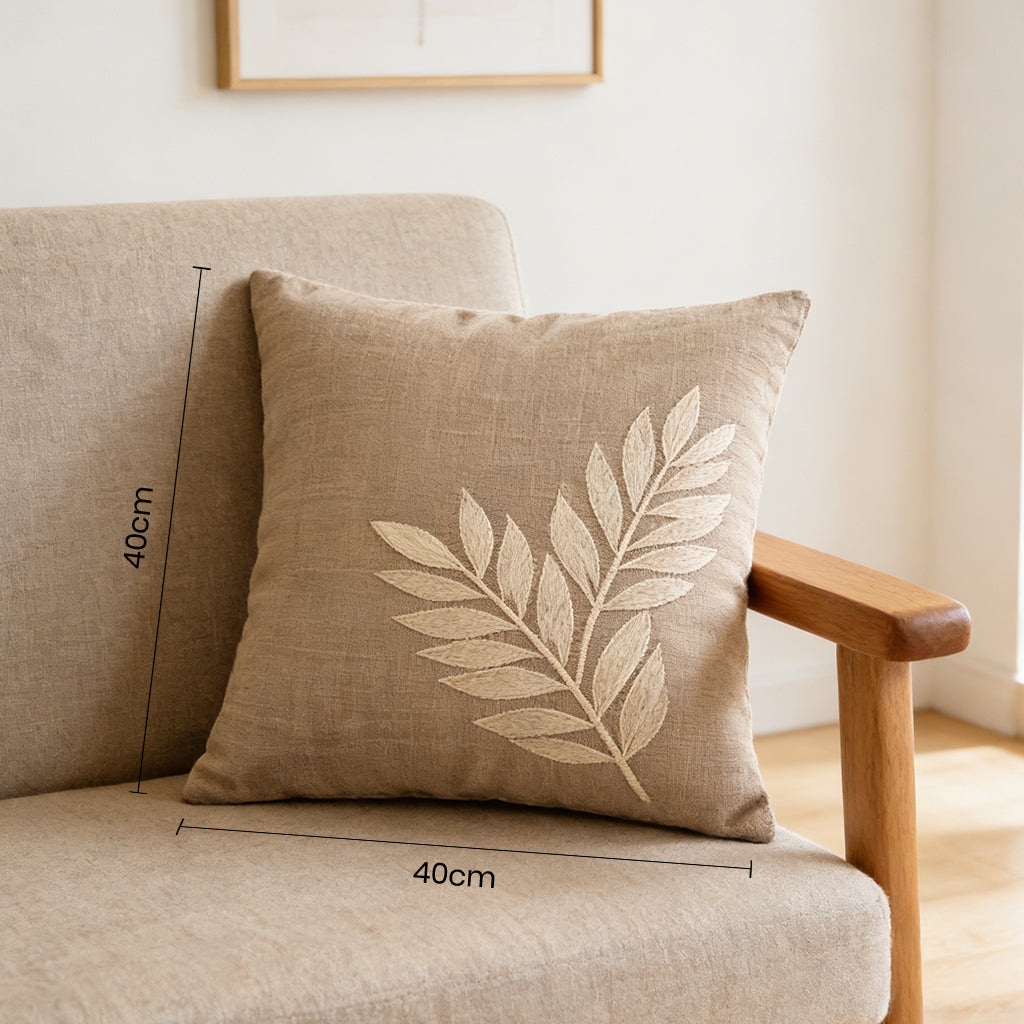 Leaf Embroidery Throw Pillow