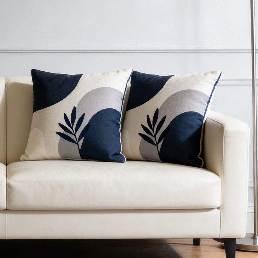 Blue Geo Leaf Pillow