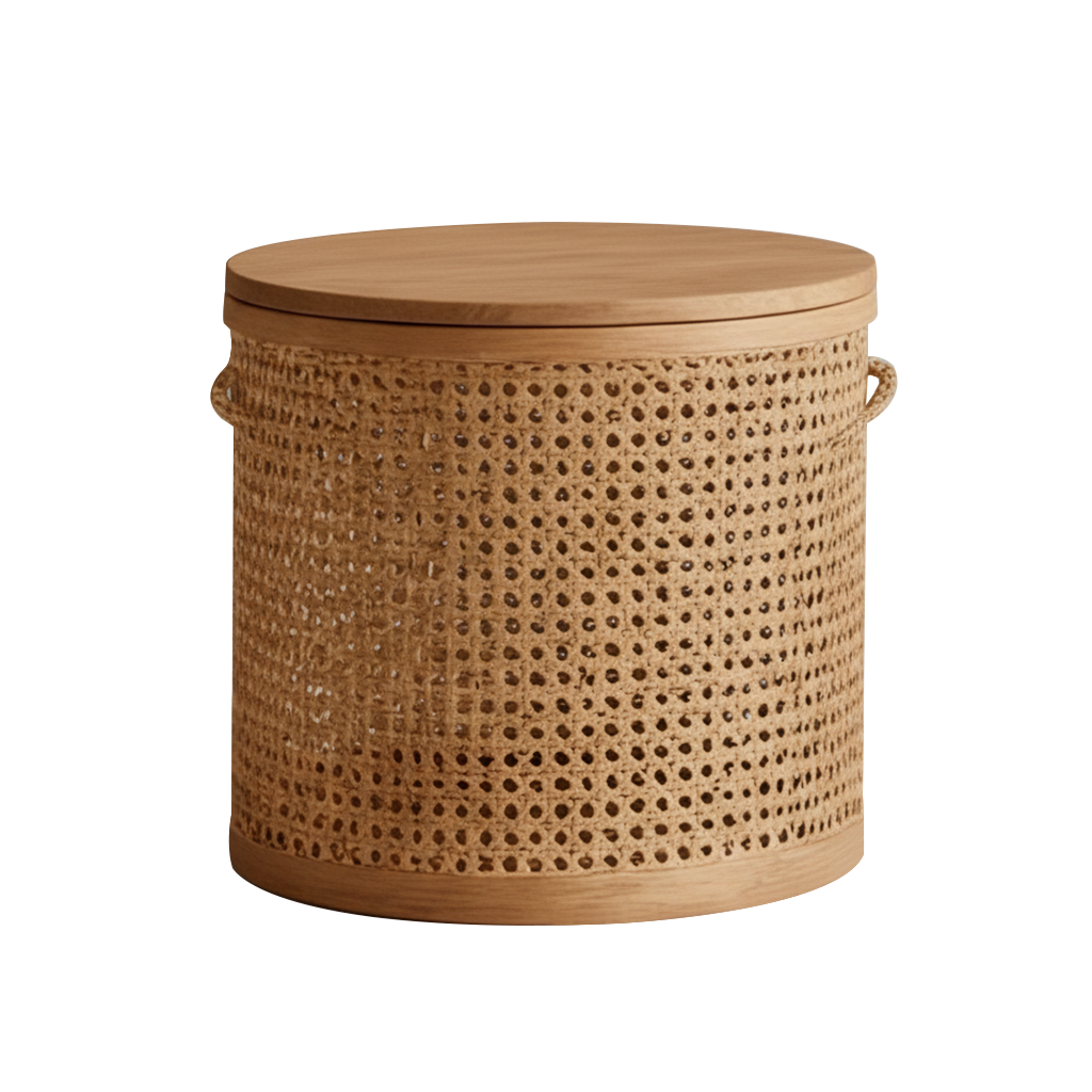 Rattan Round Storage Bin