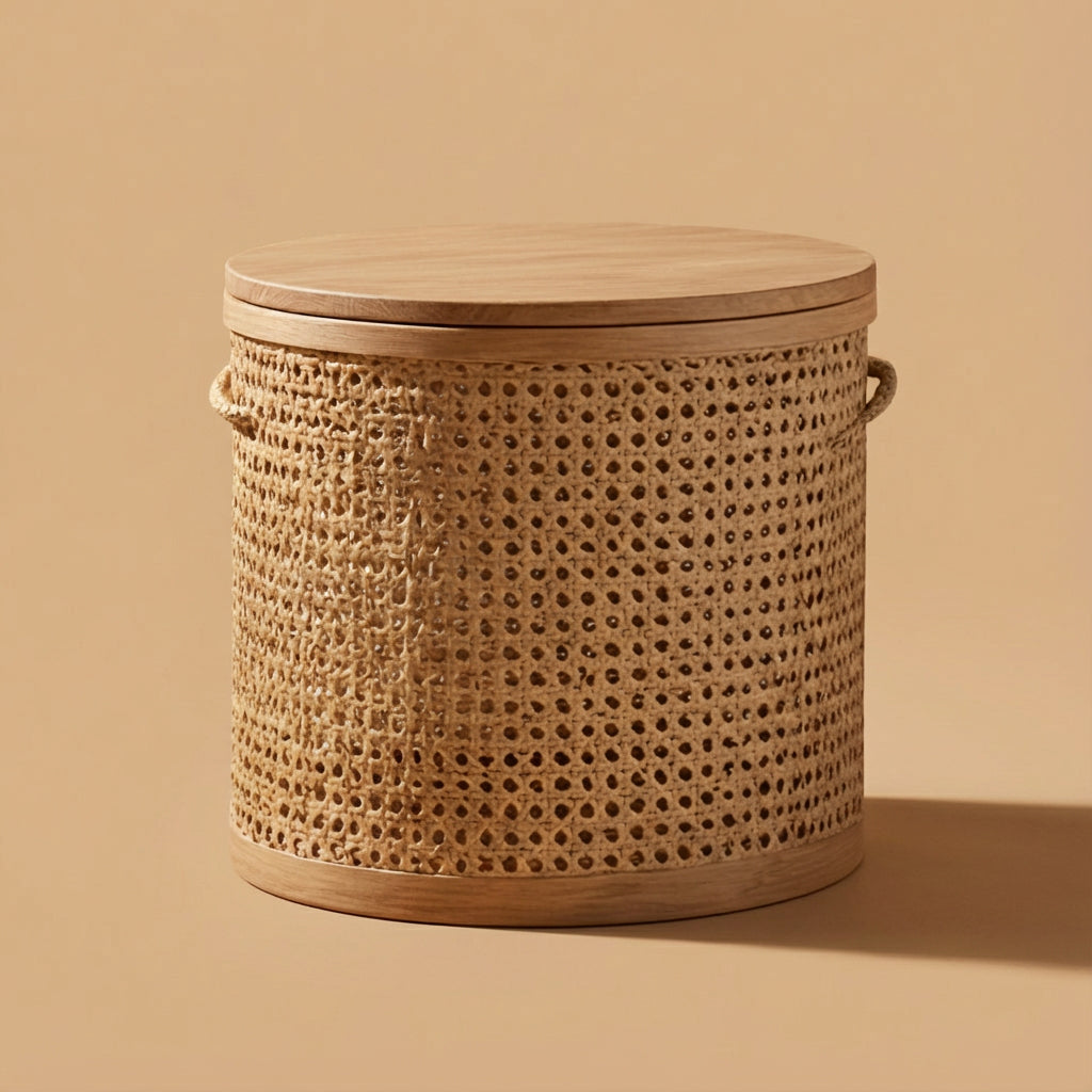 Rattan Round Storage Bin