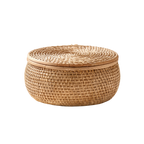 Rattan Lidded Storage Basket