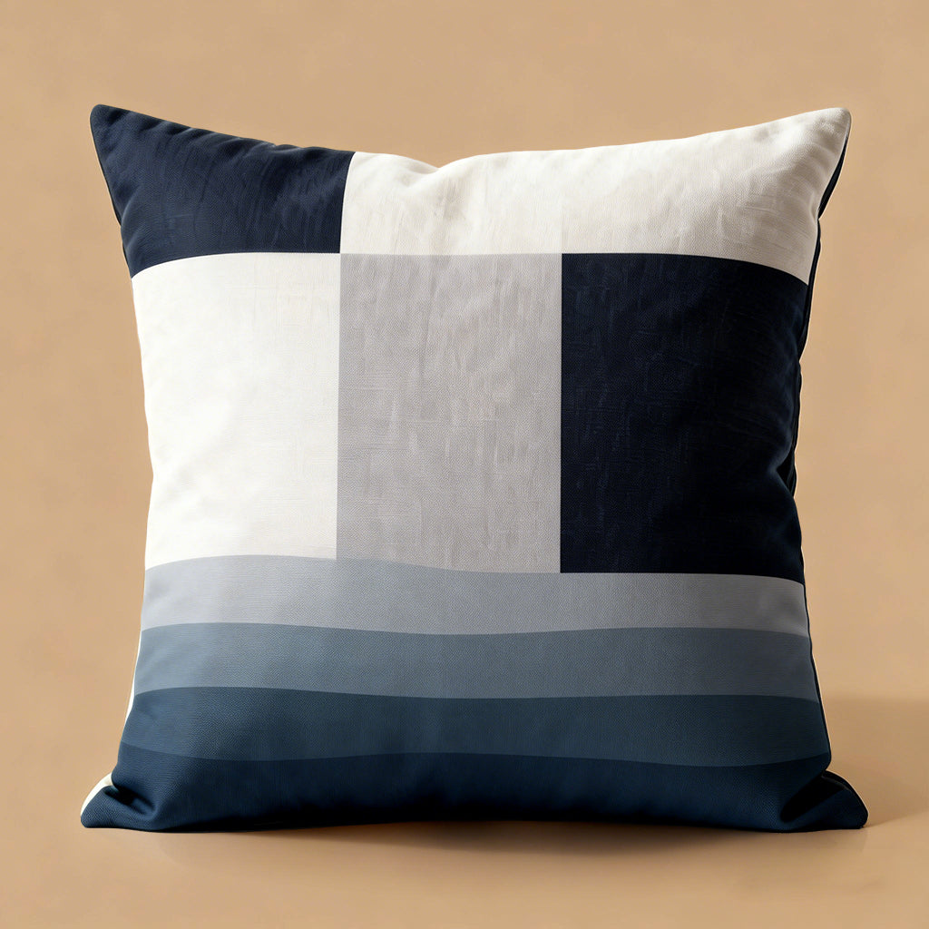 Blue Block Patchwork Pillow