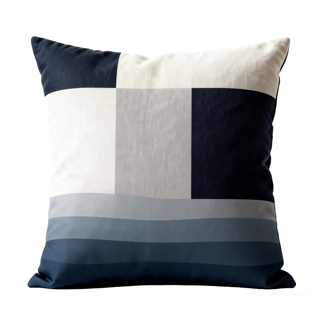 Blue Block Patchwork Pillow
